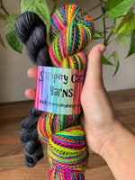 Disco Cat self striping sock yarn with 20g contrasting mini skein
