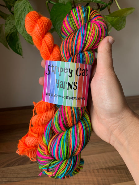 Flouro Forest - self striping sock yarn with 20g mini skein