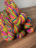Disco Cat self striping sock yarn with 20g contrasting mini skein