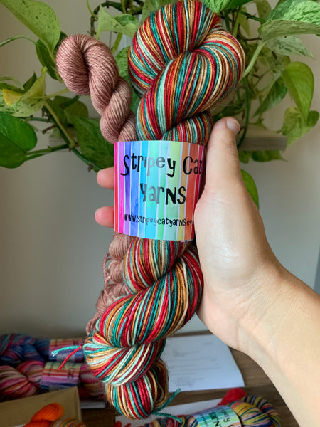 Nutcracker - Self Striping Sock Yarn with 20g Mini Skein