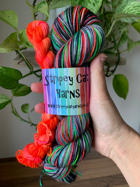 Funky Bones 🦴 - self striping sock yarn with a 20g mini skein