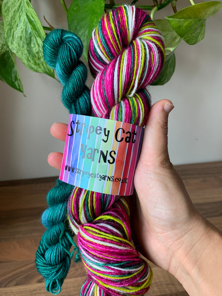 Watermelon - self striping sock yarn with 20g mini skein