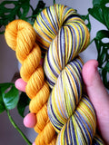 Hufflepuff - dispatching late January - self striping sock yarn with 20g mini skein